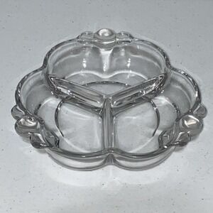 VTG Duncan & Miller Canterbury Clear Glass Relish Tray Candy Dish Divided 3 Part